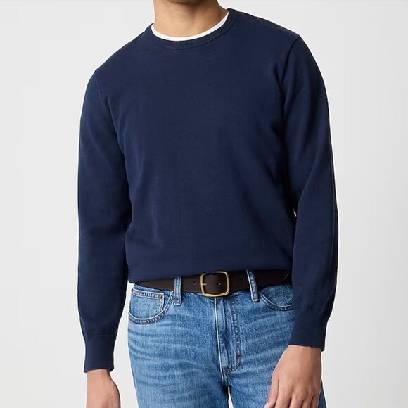 J. Crew Factory AZ229 Navy Cotton Crewneck Sweater size medium NWT - Picture 1 of 9